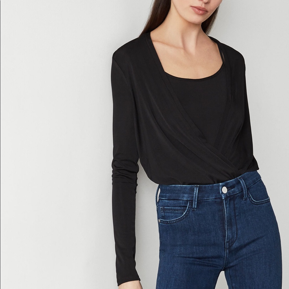 NWT BCBG MAXAZRIA BLACK FAUX BODYSUIT